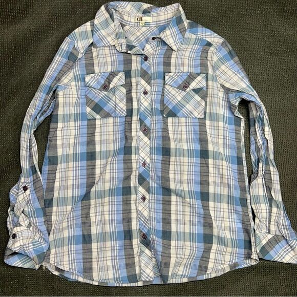 Kut from the Kloth Plaid Button Front Shirt Size Medium - Picture 1 of 8
